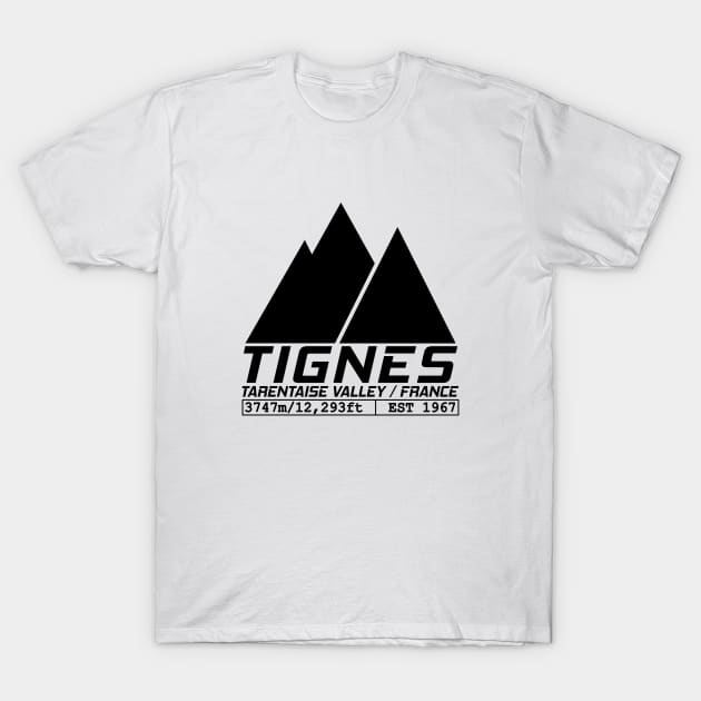 Tignes France Ski Resort Tarentaise Valley Skiing T-Shirt by ChrisWilson